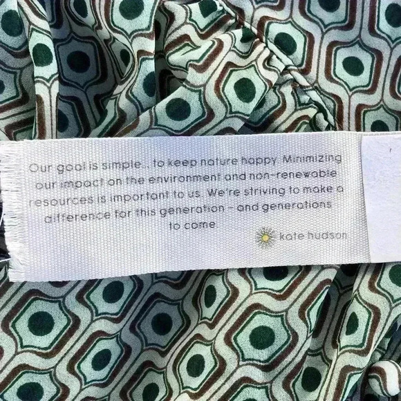 POET BLOUSE LONG SLEEVE 1/4 BUTTON RUFFLE BLOUSE TILE PATTERN Sz. Small - Picture 8 of 10